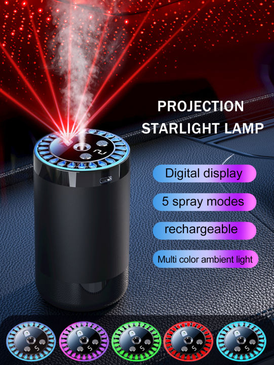 Rechargeable car aroma diffuser, aromatic essential oil, colorful lights, romantic starry sky lights, bedroom
