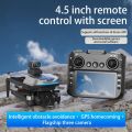 Dual Battery 4.5 inch [REMOTE DISPLAY] G.P.S Drone With Laser Sensor 4K Dual Cameras Foldable Drone Obstacle Avoidance Optical Wifi Gimbal Helicopter Drone Professional 2 Batteries (8GB Memory + Card Reader Free) Sp. 