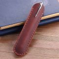 Retro Handmade Genuine Leather Pencil Bag Cowhide Metal Fountain Pen Holders Case Pouch Business Office s School Stationery.