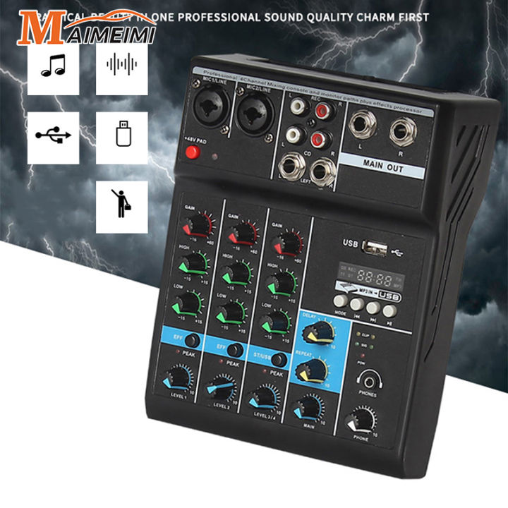 Computer Audio Mixer Professional Sound Mixing Console USB Interface Audio Mixer F-4A ...