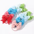 10Pcs/lot Grosgrain Ribbon Pigtail Bows Elastic Hair Ties Hair Bands Holders New Year Hair Accessories for Baby Girls Gift. 