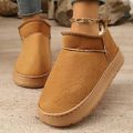 Classic one-step snow boots with thick soles, lined and padded for warmth, versatile cotton short boots. 