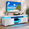 DWVO Black and White TV Stand with LED Lights and Power Outlet, Modern Entertainment Center for 55/60/65 Inch, Media Console Table TV Cabinet with Storage, Universal TV Stand for Living Room. 