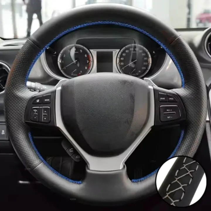 For%20Suzuki%20Swift%202011-2017%20SX4%20S-CROSS%20Celerio%20Vitara%202015-2019%20Hand%20Stitched%20Black%20Perforated%20Steering%20Wheel%20Leather%20Cover%20-%20Image%207