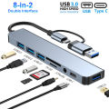 8 Ports USB C HUB USB A TYPE-C HUB Concentrator USB C Docking Station 5Gbps Multi Adapter SD TF Card Reader For MacBook Air PC. 