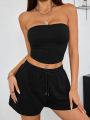 Women's Fashionable Casual Racerback + Shorts Set, Y2K Hot Girl Style and Casual Comfortable Women's Outfit.