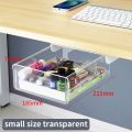 Durable Under Table Pull Out Drawer Transparent Hidden Storage Box Desk Side Organizer for Home Office. 