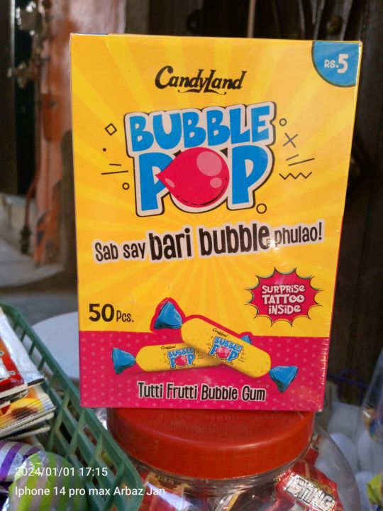 Candyland%20Original%20Bubble%20Pop%20(Pack%20Of%2050%20Pieces)%20/Tutti%20Frutti%20Bubble%20Gum%20/%20Sub%20Se%20Bhri%20Bubble%20Phulao%20/%20Surprised%20Tatto%20Inside%20/%20Long%20Time%20Chewable%20Flavoured%20Bubble%20Gum%20/%20With%20Affordable%20Price%20-%20Image%207