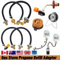 Gas Cylinder Filling Gas Adapter with ON-Off Control Valve Propane Extension Hose Copper Propane Refill Hose for Outdoor Camping. 