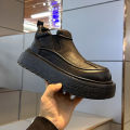 Trendy Luxury Workwear Leather oes Men's Winter New Fce Lined Warm Real Leather ort Boots Thi Bot Outdoor Cotton ....