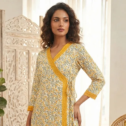 Designer%20Readymade%20Three%20Piece%20Linen%20Gown%20Style%20Long%20Kurti%20for%20Women%20and%20Girls%20Ready%20to%20Wear%20-%20Image%203