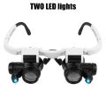 Head Mount Magnifying Glass 8x 15x 23x For Electronics Watch Repair Dual-Lens Eye Loupe Magnifier LED Lights Glasses Magnifier. 