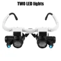 Head Mount Magnifying Glass 8x 15x 23x For Electronics Watch Repair Dual-Lens Eye Loupe Magnifier LED Lights Glasses Magnifier. 