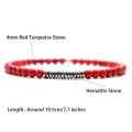 New 4mm Stone Bracelet Men Natural Volcanic Rock Tiger Eye Braslet Beaded Silver Color Hematite Elastic Braclet Pulsera Hombre. 