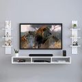 Wall Mounted Tv Unit With Wall Shelves/Tv & Entertainment Units/Wall Mounted Tv Unit/Tv Stand For Wall/Setup Box Stand For Living Room Bedroom Home Decor -Black, white brown Engineered Wood. 
