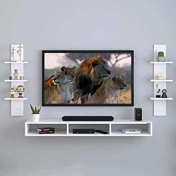 Wall%20Mounted%20Tv%20Unit%20With%20Wall%20Shelves/Tv%20&%20Entertainment%20Units/Wall%20Mounted%20Tv%20Unit/Tv%20Stand%20For%20Wall/Setup%20Box%20Stand%20For%20Living%20Room%20Bedroom%20Home%20Decor%20-Black,%20white%20brown%20Engineered%20Wood%20-%20Image%204