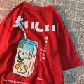 Cute Japanese Cat Print Oversized T-shirt Women Men Short Sleeve Loose Casual Tee Shirt Streetwear Tops Cotton Harajuku Clothing.