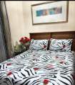 Roses print bed sheet white with 2 pillow cases. 