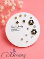 Simple Cute Stone Design 7 Pairs Earrings Set for Girls Women's Fashion Jewellery.