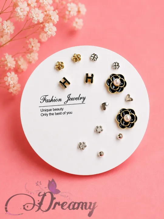 Simple%20Cute%20Stone%20Design%207%20Pairs%20Earrings%20Set%20for%20Girls%20Women's%20Fashion%20Jewellery%20-%20Image%205