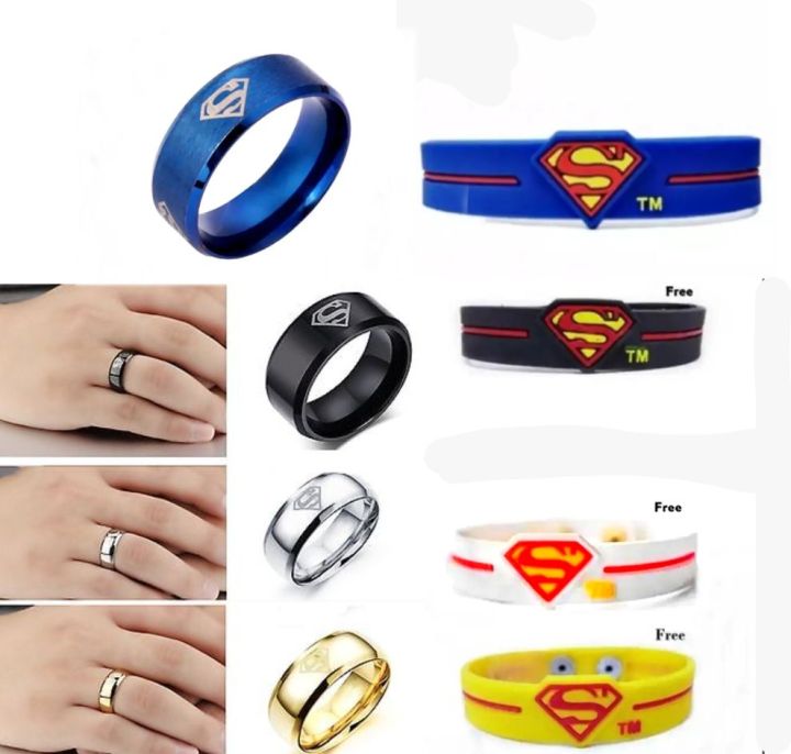 2204 Super Deal / PackOf 2 Buy Superman LogoRin Get Free Superman Band  Best Quality Supermen LogoTitanium Ring With Free Superman Logo Rubber Hand Band For Boys And Men Buy Any one Deal 🎁