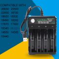 4 Slot 18650 Charger 3.7V Li-ion Battery USB Independent Charging 2X 3X 4X Portable Electronic 16340 14500 26650 Battery Charger. 