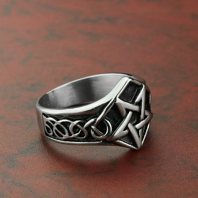 Ring For Boys | Hip Hop Style | Star Silver Tone Stainless Steel Viking Male Ring | Simple And Elegant Design