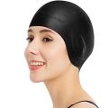 DIZETION Waterproof Swimming Cap High Elasticity Ears Protection Large Silicone Diving Cap for Enhanced Comfort and Durability.