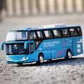 1:32 Scale Passenger Bus Model Toy Car 5 Doors Opened Alloy Diecast Sound Light Simulation Creative Toys Models Present for Boys. 