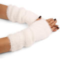 Botvotee Fall Winter Women Arm Warmers Mink-Like Velvet Fingerless Gloves Y2K Wrist Warmers.