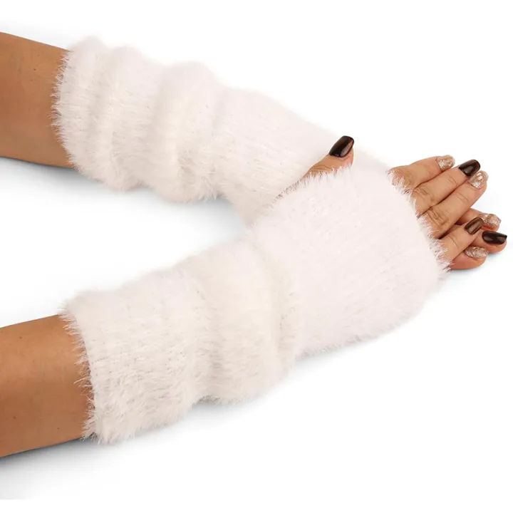 Botvotee%20Fall%20Winter%20Women%20Arm%20Warmers%20Mink-Like%20Velvet%20Fingerless%20Gloves%20Y2K%20Wrist%20Warmers%20-%20Image%202
