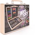 KandyToys Kreative Kids 67 Piece Traditional Wooden Kids Art Set - Fold Out Art Box with Pens; Pencils; Crayons. 