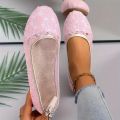 Spring Autumn New Round Toe Fashionable Comfortable Casual Sports Shoes Square Heel Shallow Mouth Mesh Single Shoes for Women.