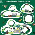 206 PCS Dinosaur Toys Race Track, Dino Racing Car Tracks Toy Set Flexible Tracks with Turntable Playset, Create a Road Jurassic Escape World for Festival & Birthday Gift for Boys & Girls Ages 3+. 