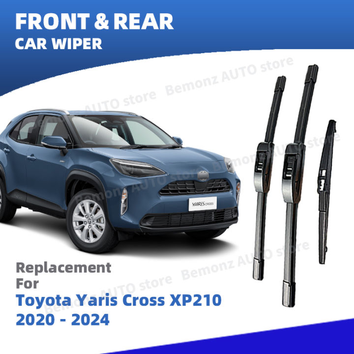 LHD Front Rear Windshield Wiper Blades For Toyota Yaris Cross XP210 2020 2021 2022 2023 2024 3pc Windscreen Window Accessories