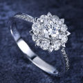 Luxury 925 Sterling Silver Classic Ring for Women  snowflake jewelry simple 30ct diamond ring imitation diamond women's ring. 