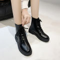 New Style Round Toe Square Heel Cross Strap Fashionable Women's Shoes Casual and Comfortable Plus Velvet Warm Short Boots.