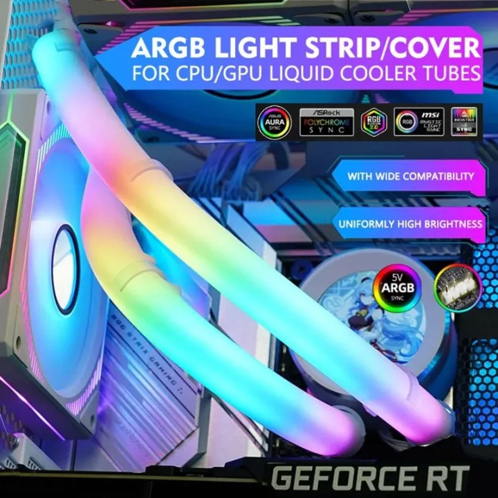 LDPCSJ 5V ARGB LED Neon Tube Light Strip Sleeve Cover for Gaming PC 120 ...