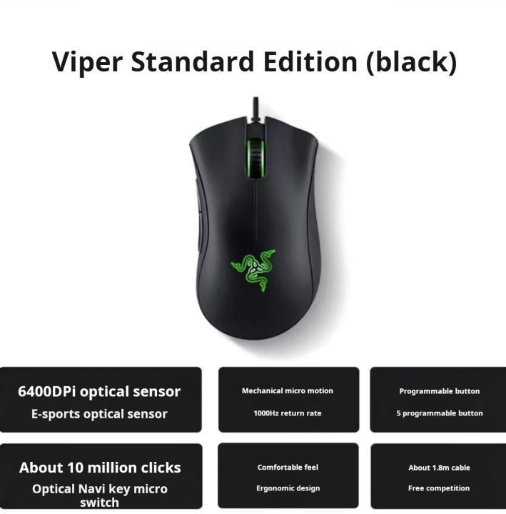 Razer%20DeathAdder%20Essential%20Wired%20Gaming%20Mouse%20/%20Wired%20Mice%206400DPI%205%20Independently%20Buttons%20For%20Laptop%20PC%20Gamer%20-%20Image%202