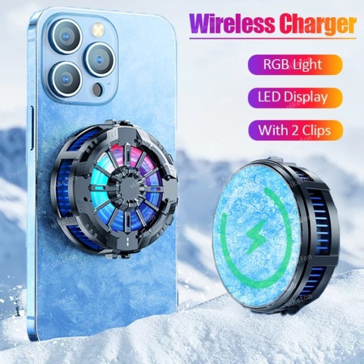 Iphone Magsafe Radiator Magnetic Wireless Chargers RGB Light Cooling Fan Phone Radiator & Back ...