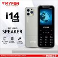 MYFON i14 Pro + - 2.4 Inch Display - 2500mAH Battery - Dual Sim - Iphone Type Camera - PTA Approved - Wireless FM Radio - Flash Torch Light - Audio & Video Player - Auto Call recording - 1 Year Brand warranty. 