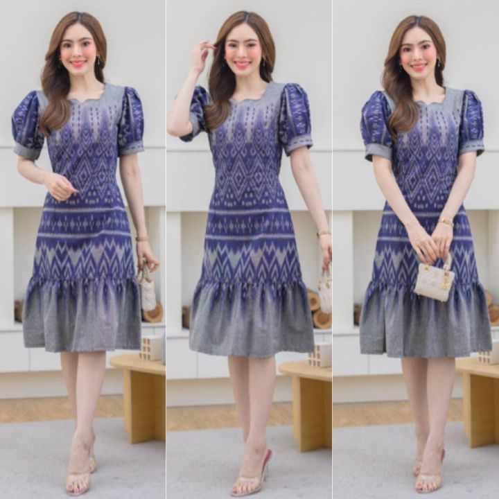 Lanna-Thai%20fabric%20dress%20(size%2036%20")%20Thai%20cotton%20fabric,%20work%20wear,%20very%20beautiful%20work.%20-%20Image%202