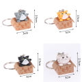 Cute Little Carton Box Cat Keychain For Women Men Personality Letter Take Me Away”Key Ring Funny Animal Handbag Car Key Holder. 