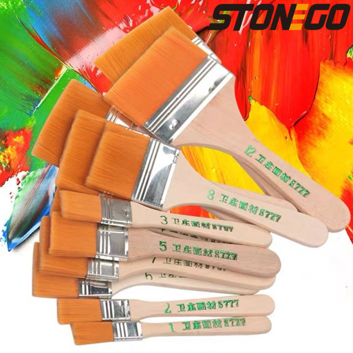 1/12PCS HighQuality Nylon Paint Brushes with Different Sizes and Wooden Handles Ideal for Acrylic, Oil and Watercolor Painting