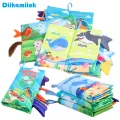 New Baby Cloth Books Visual and Auditory Training Early Educational Toys Kids Cartoon Animal Tails Book for Toddlers 12-72 Month. 