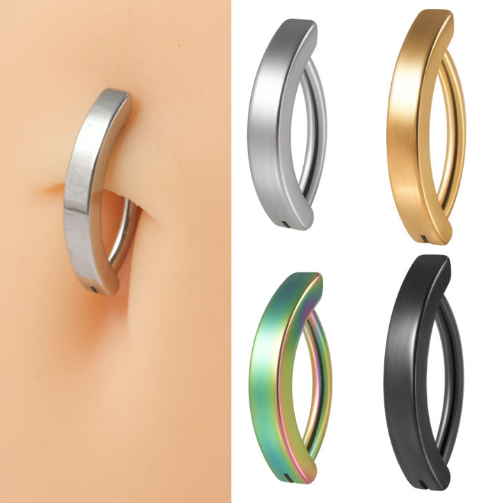 1PC 316l Surgical Steel  Navel Piercing Simple Belly Button Ring For Women Girl Reverse Curved Glossy Snap Belly Piercing