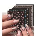1/4 PCS 3D Metal Silver Golden Starburst  Nails Stickers Manicure French Nail Art Decoration Decal Y2K Nail Art Tips Nail Charm. 