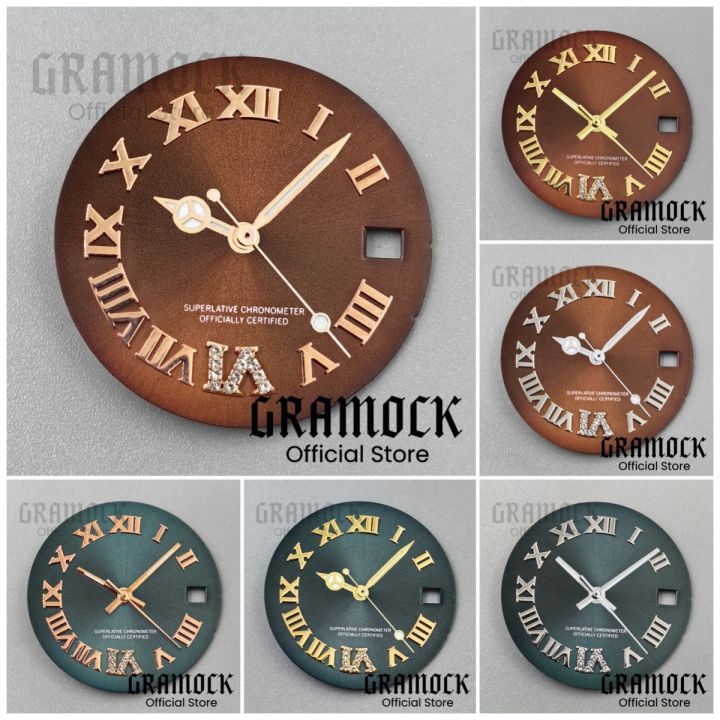 GRAMOCK%2025mm%20Brown%20Roman%20Watch%20Dial%20Hands%20Sunberst%20Diamond%20Dial%20For%20NH15%20Automatic%20Lady's%2031mm%20Wristwatch%20Modified%20Accessories%20-%20Image%202