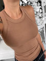 Women Solid Round Neck Ribbed Tank Top Camisole Women Summer Basic Elastic Tank Top O Neck Solid Tank Top.