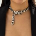 Exaggerated Big Heavy Metal Belt Choker Necklace for Women Punk Thick Chunky Clavicle Chains Grunge Neck Jewelry Steampunk Men. 